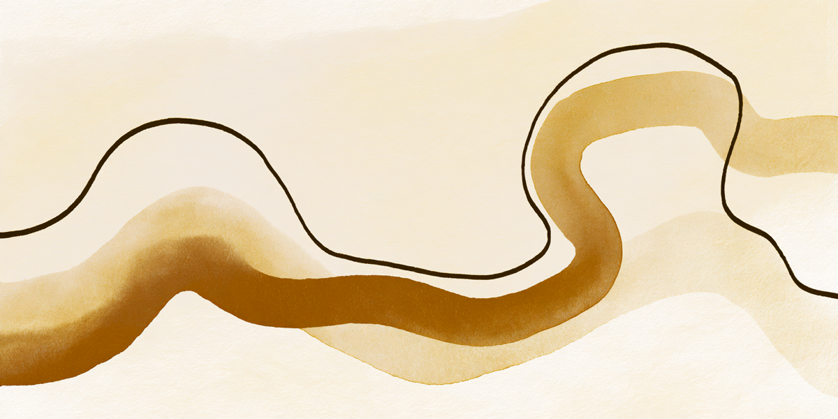 Flowing gold ink on cream paper